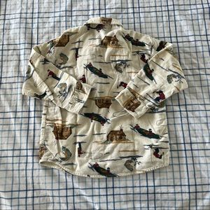 Childrens flannel button down with trout fishing design